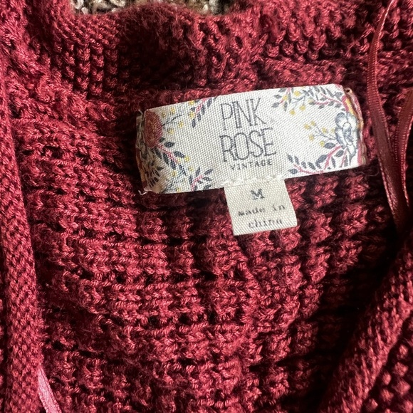 Pink Rose Burgundy Knit Cardigan - Picture 8 of 8